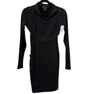 NWT Athleta Black Long Sleeve Quarter Zip Short Dress Pockets Women XS Petite